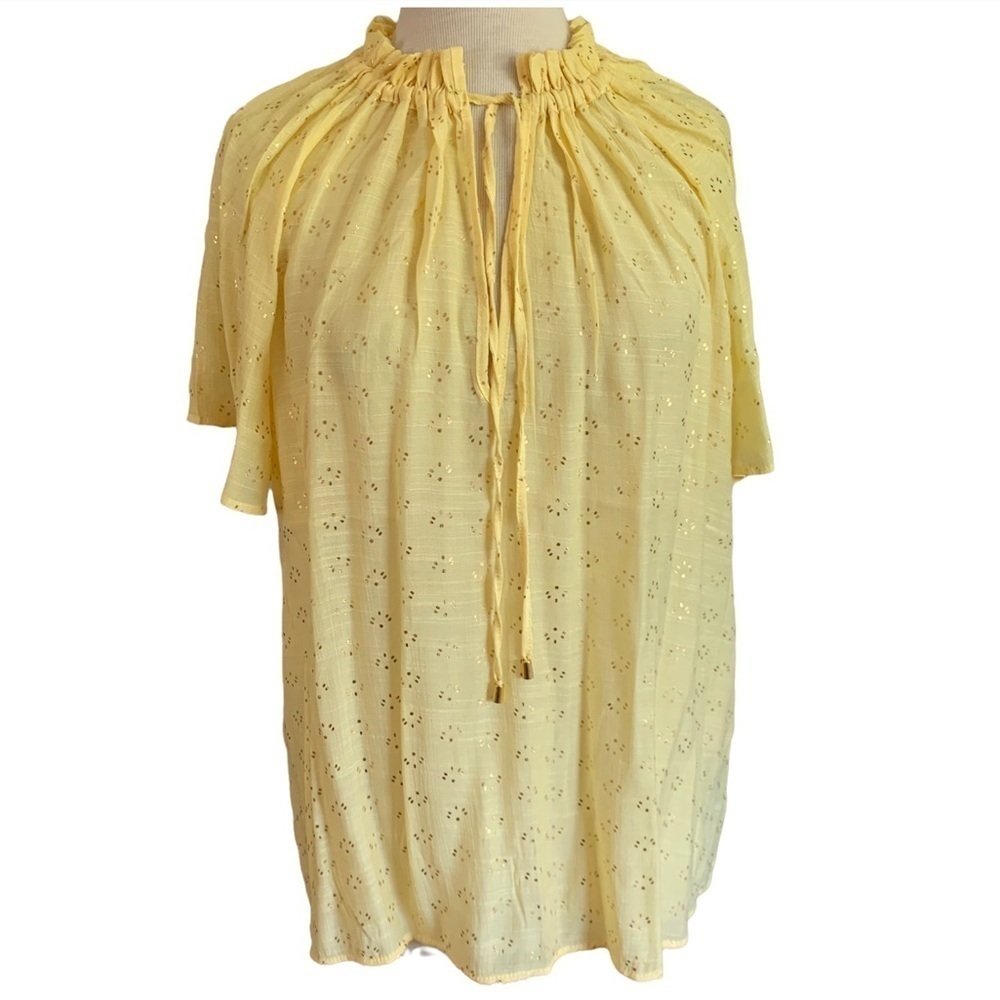 HARVE BENARD 3X Plus Size Yellow Peasant top blouse shirt